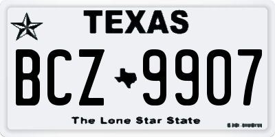 TX license plate BCZ9907