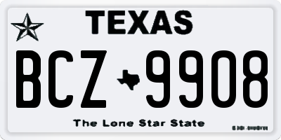 TX license plate BCZ9908