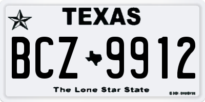 TX license plate BCZ9912