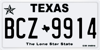 TX license plate BCZ9914