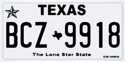 TX license plate BCZ9918