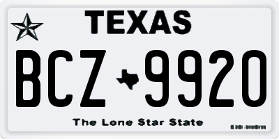 TX license plate BCZ9920