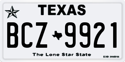TX license plate BCZ9921