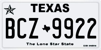 TX license plate BCZ9922