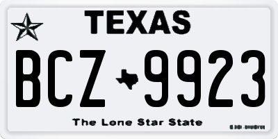 TX license plate BCZ9923