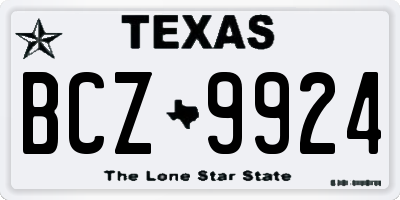 TX license plate BCZ9924