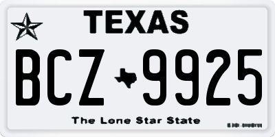 TX license plate BCZ9925
