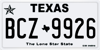 TX license plate BCZ9926