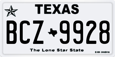 TX license plate BCZ9928