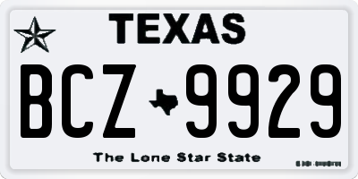 TX license plate BCZ9929