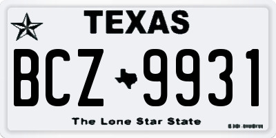 TX license plate BCZ9931