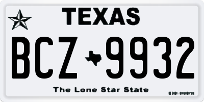 TX license plate BCZ9932