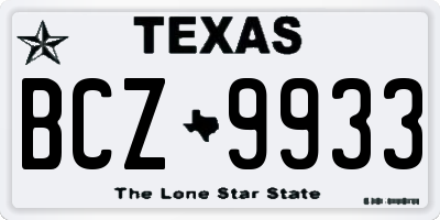 TX license plate BCZ9933