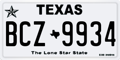 TX license plate BCZ9934