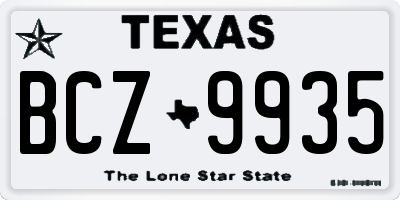 TX license plate BCZ9935