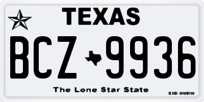 TX license plate BCZ9936