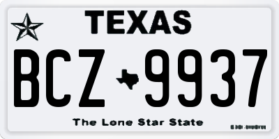 TX license plate BCZ9937