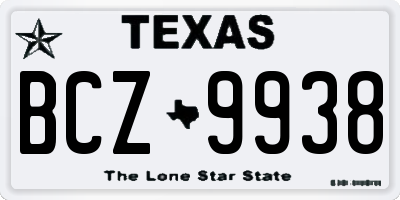 TX license plate BCZ9938
