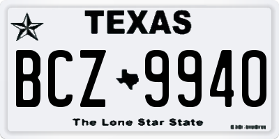 TX license plate BCZ9940