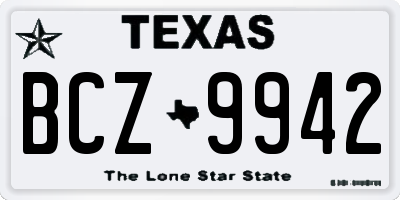 TX license plate BCZ9942