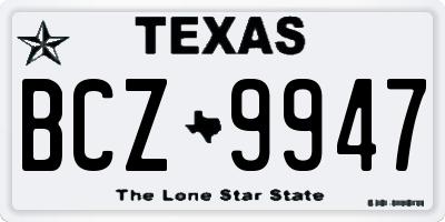 TX license plate BCZ9947