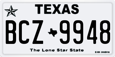 TX license plate BCZ9948