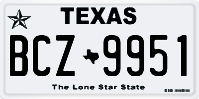 TX license plate BCZ9951
