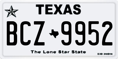 TX license plate BCZ9952
