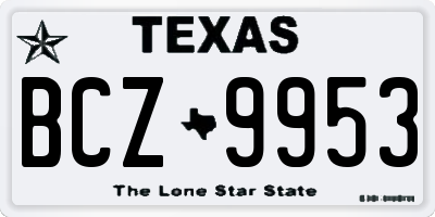 TX license plate BCZ9953