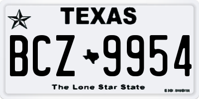 TX license plate BCZ9954