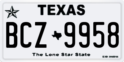 TX license plate BCZ9958
