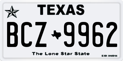 TX license plate BCZ9962