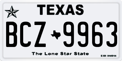 TX license plate BCZ9963