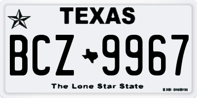 TX license plate BCZ9967