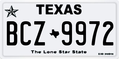 TX license plate BCZ9972