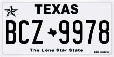 TX license plate BCZ9978