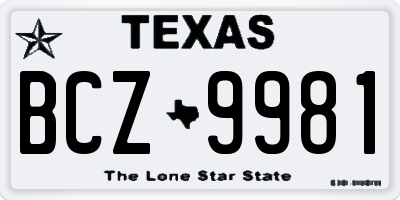 TX license plate BCZ9981