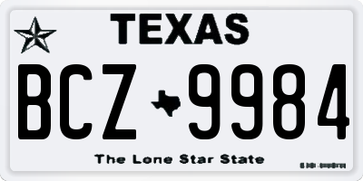 TX license plate BCZ9984