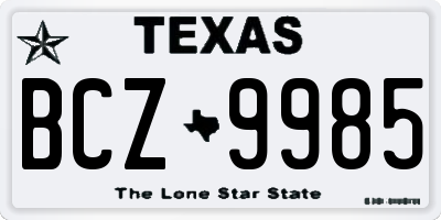 TX license plate BCZ9985