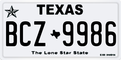 TX license plate BCZ9986