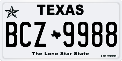 TX license plate BCZ9988