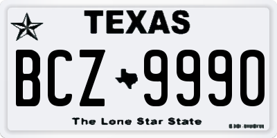 TX license plate BCZ9990