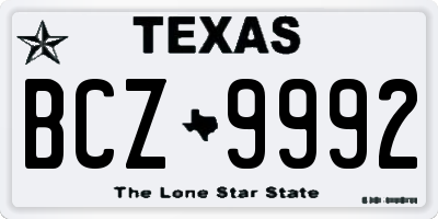 TX license plate BCZ9992