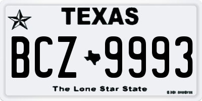 TX license plate BCZ9993