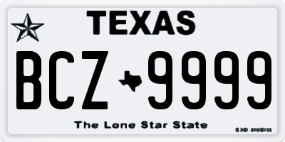 TX license plate BCZ9999