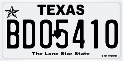 TX license plate BD05410