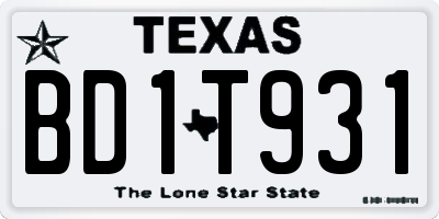 TX license plate BD1T931