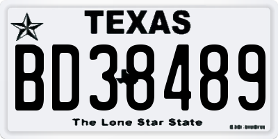 TX license plate BD38489