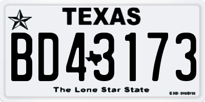 TX license plate BD43173