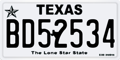 TX license plate BD52534